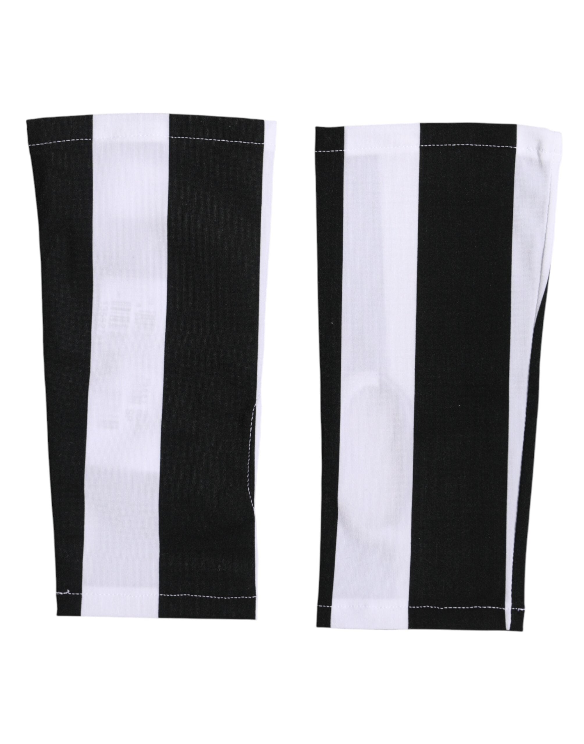 Dolce & Gabbana Black and White Nylon Fingerless Gloves