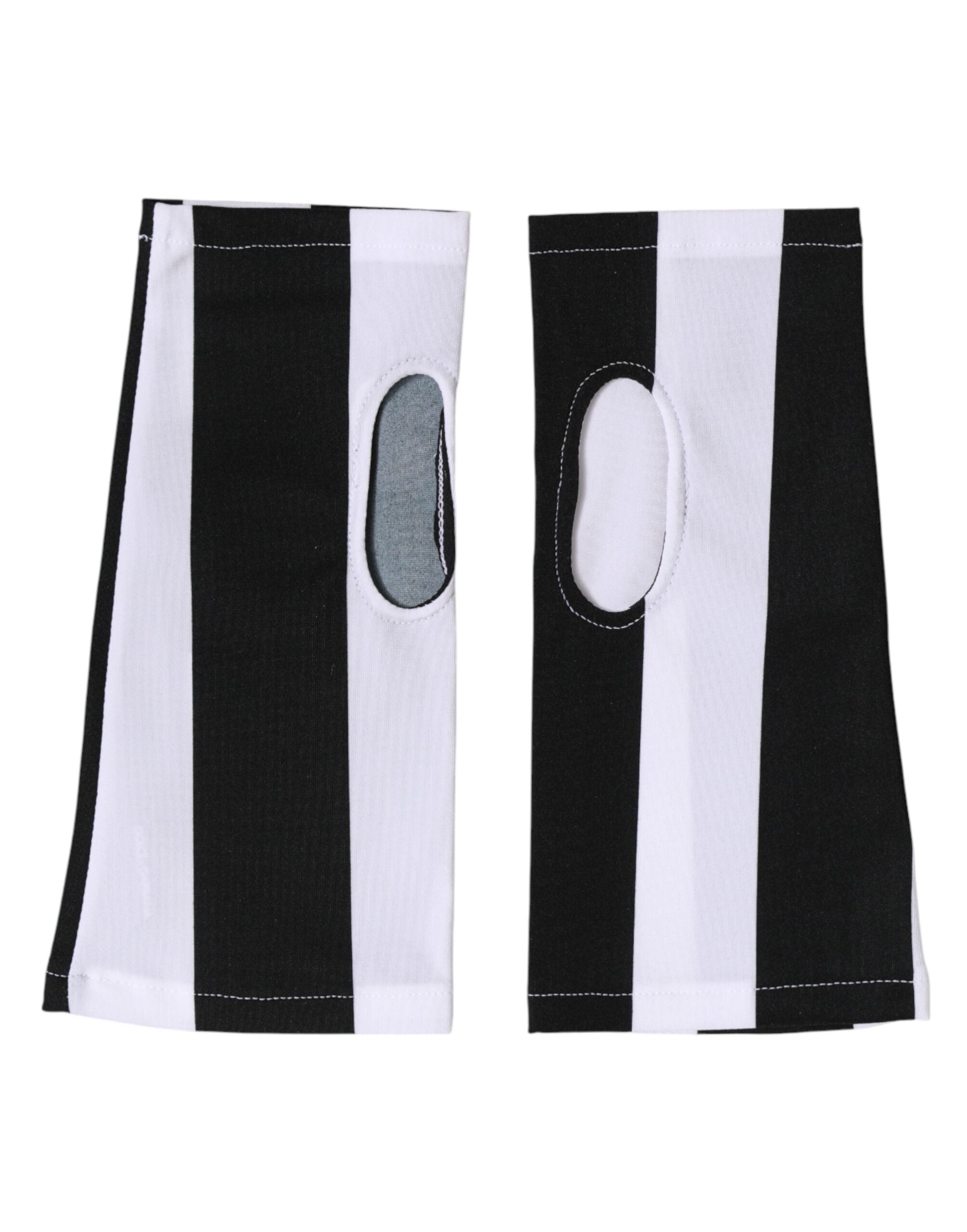 Dolce & Gabbana Black and White Nylon Fingerless Gloves