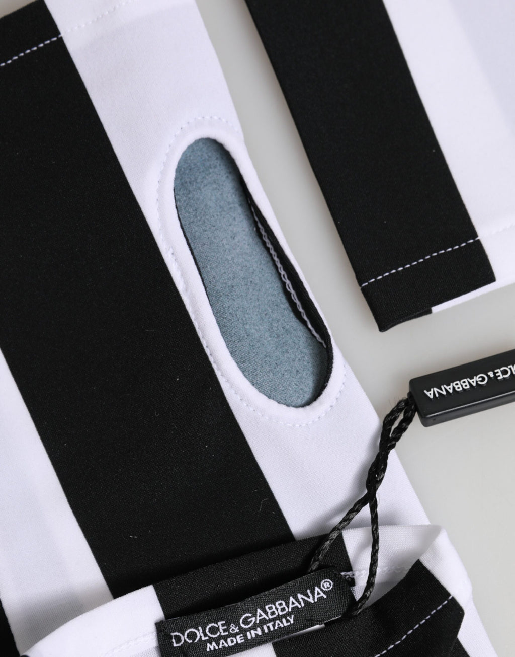 Dolce & Gabbana Black and White Nylon Fingerless Gloves