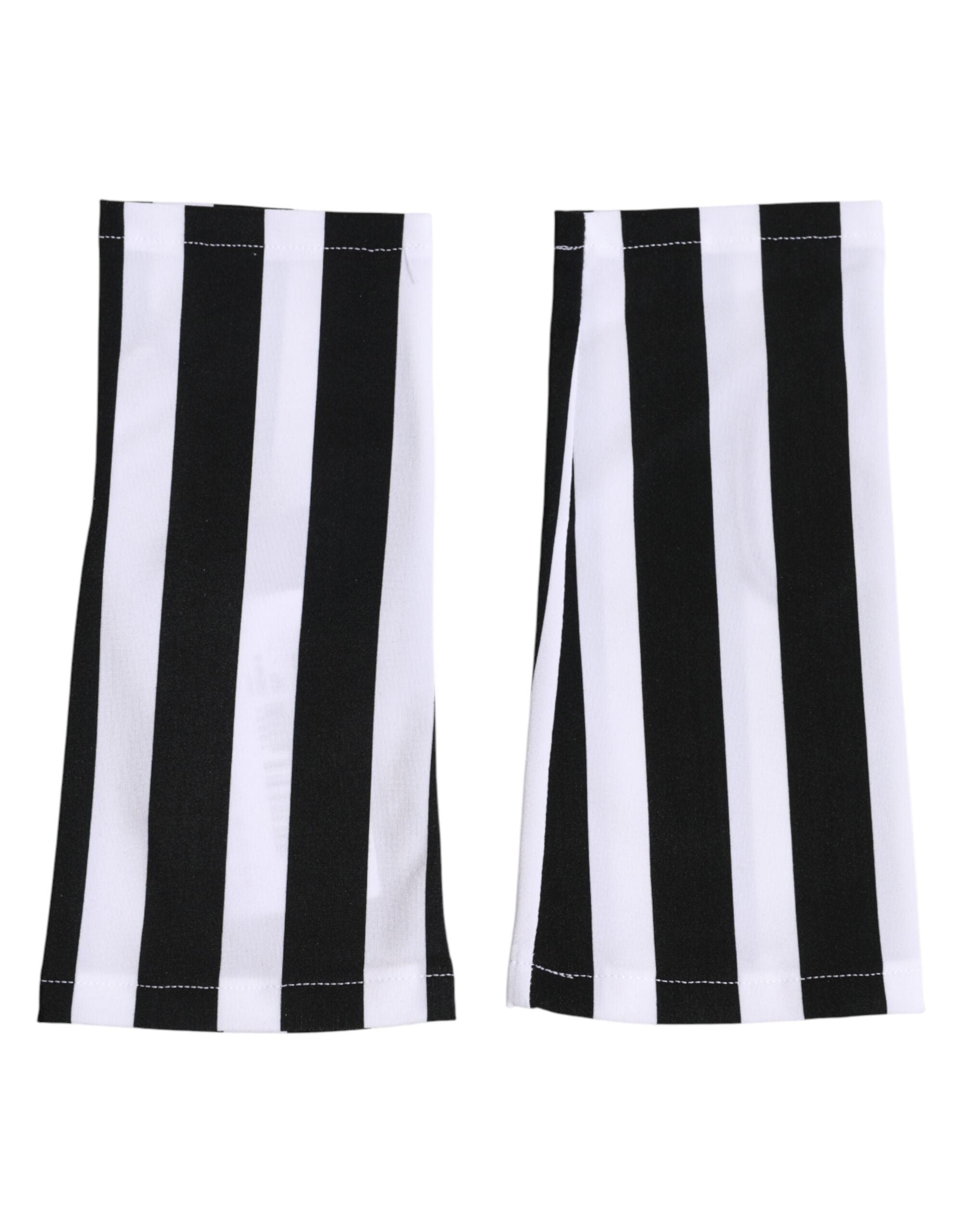 Dolce & Gabbana Schwarze und Weiße Fingerlose Nylon-Handschuhe