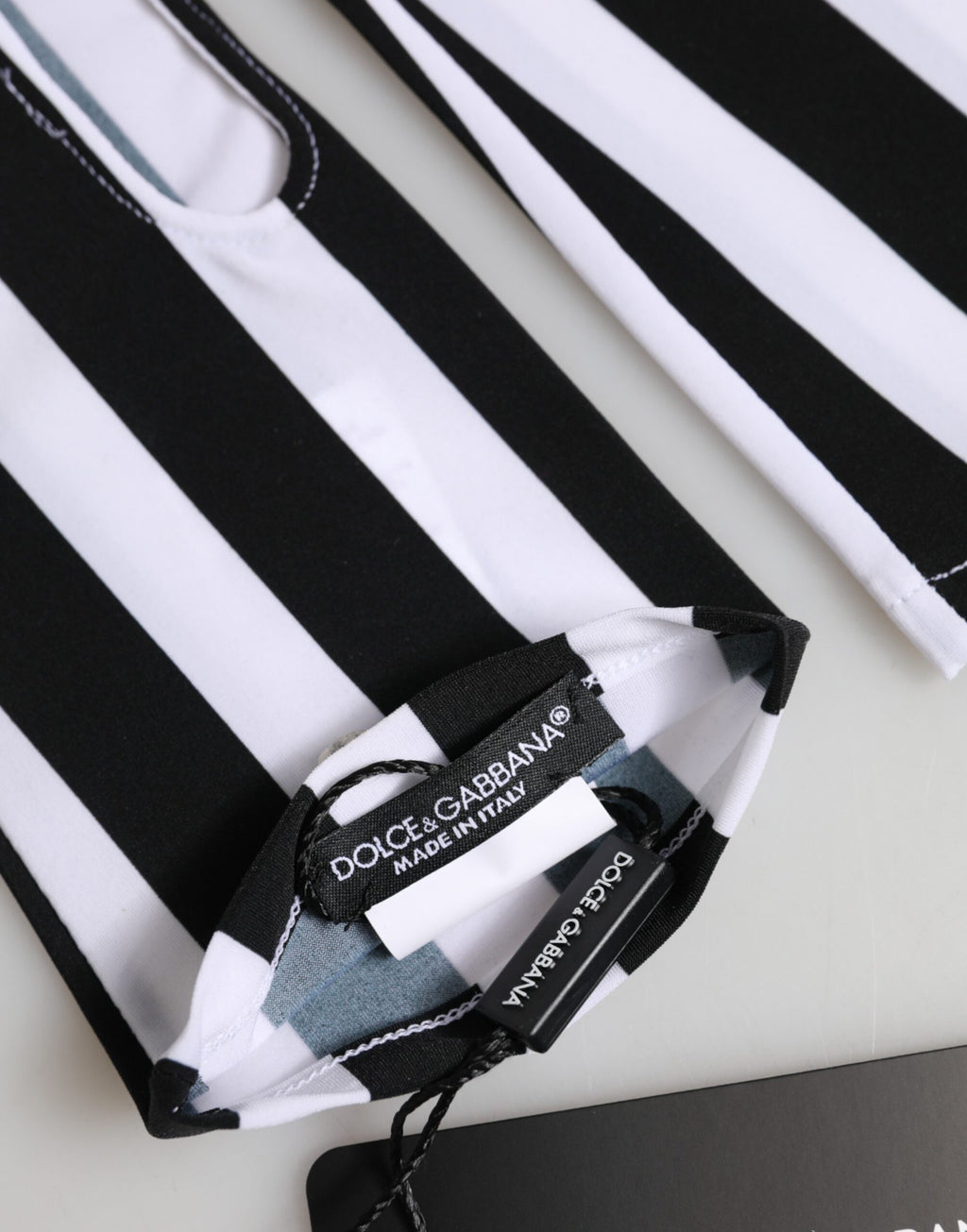 Dolce & Gabbana Fingerlose Handschuhe aus Nylon in Schwarz-Weiß