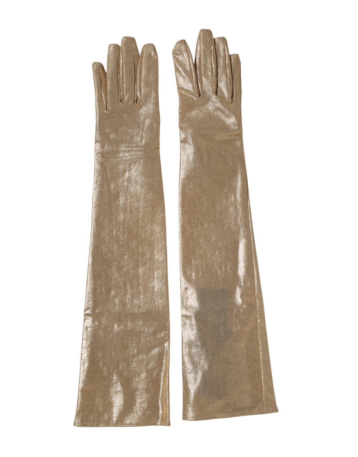 Dolce & Gabbana Beigefarbene Nylon-Handschuhe in Ellenbogenlänge