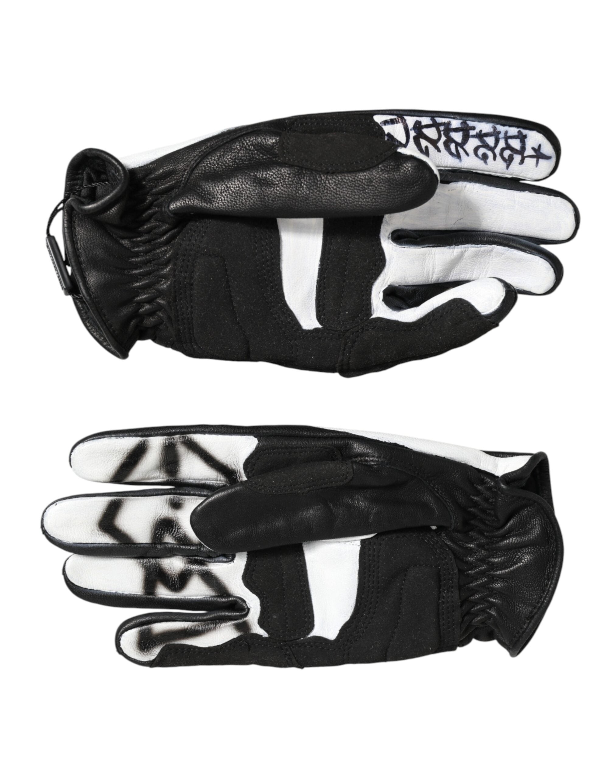 Dolce & Gabbana Gloves Black White Crystal Wrist Length Mittens