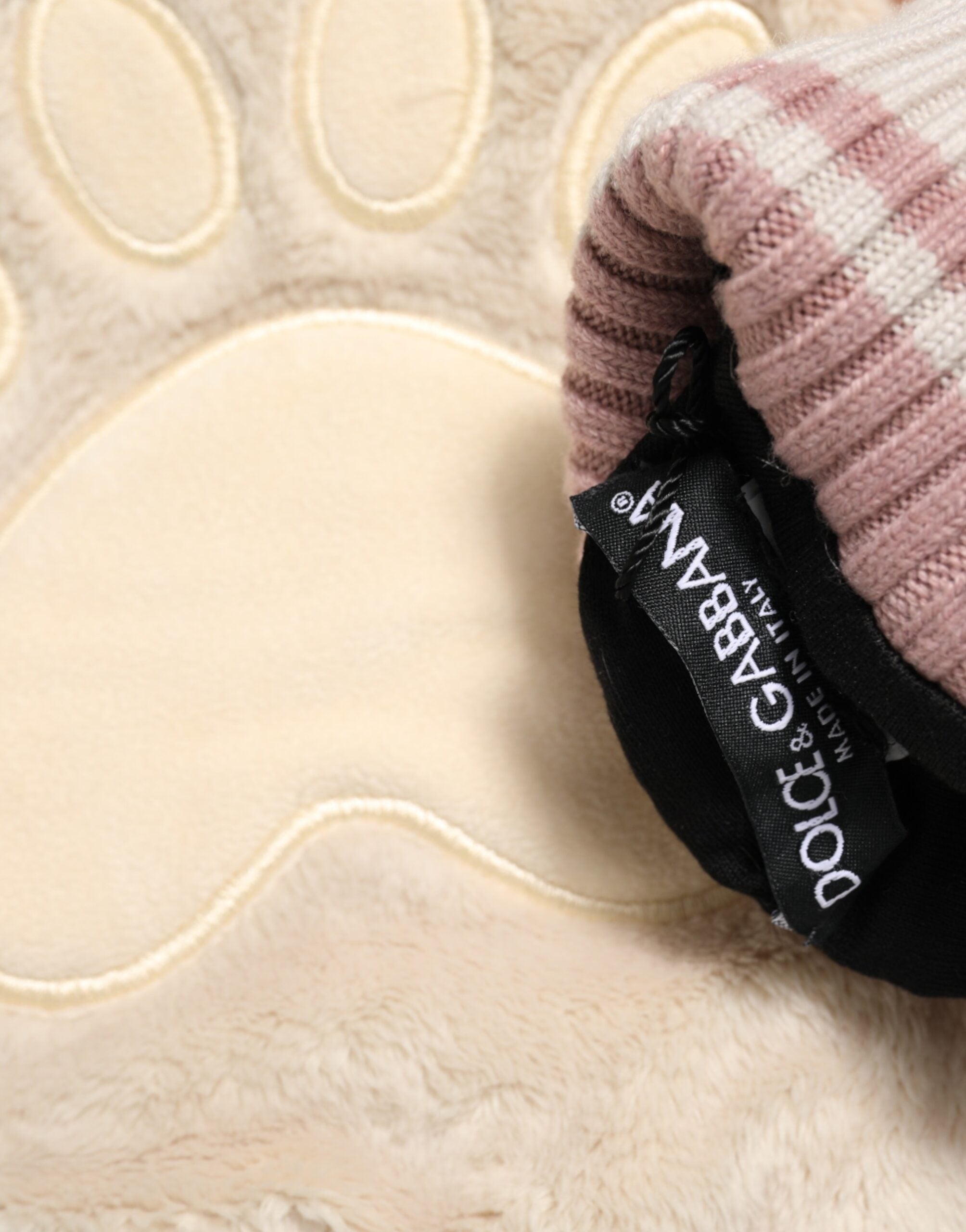Dolce & Gabbana Brown Acrylic Knit Gloves with Fur Trim