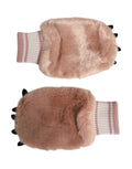 Dolce & Gabbana Brown Acrylic Knit Gloves with Fur Trim