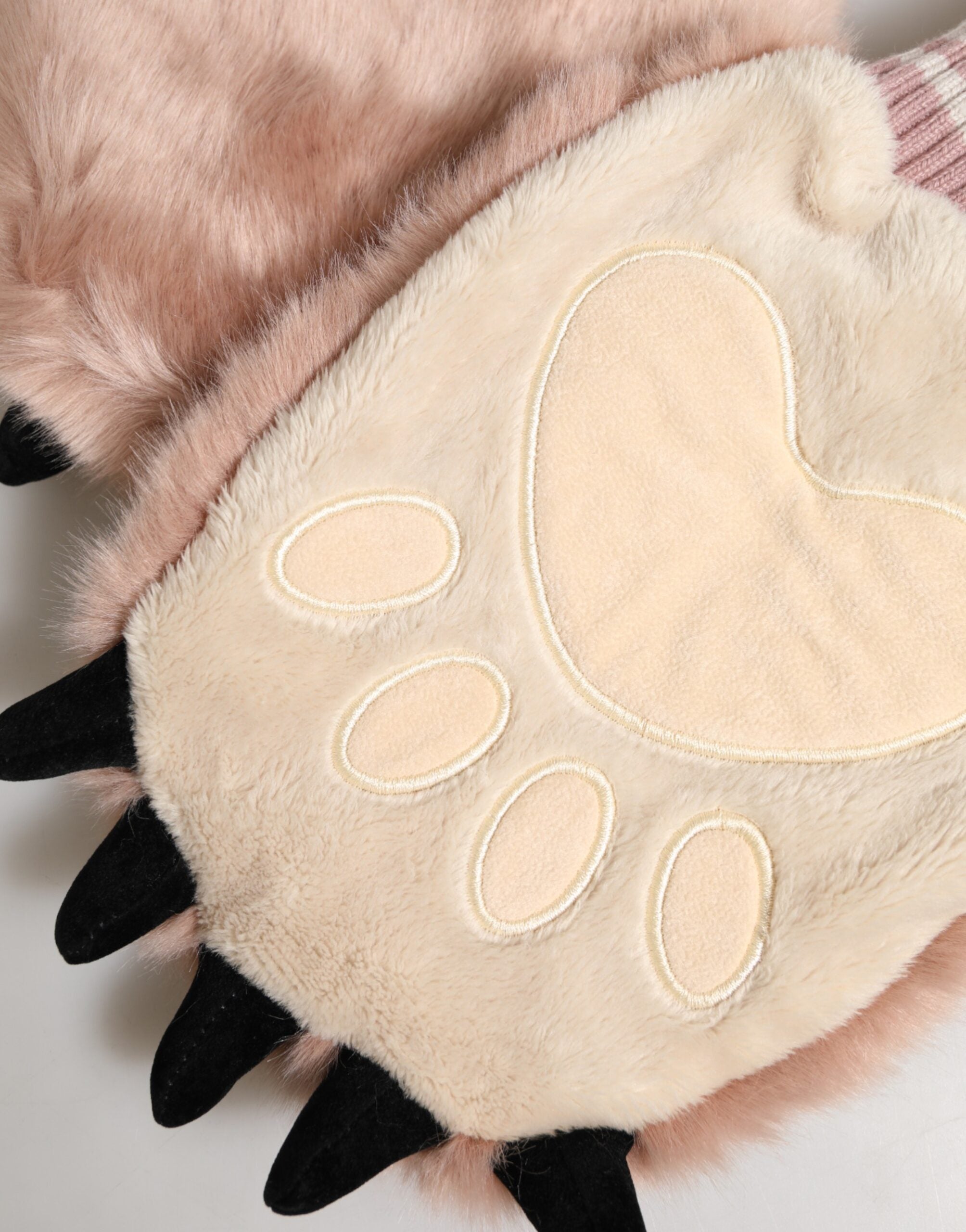 Dolce & Gabbana Brown Acrylic Knit Gloves with Fur Trim