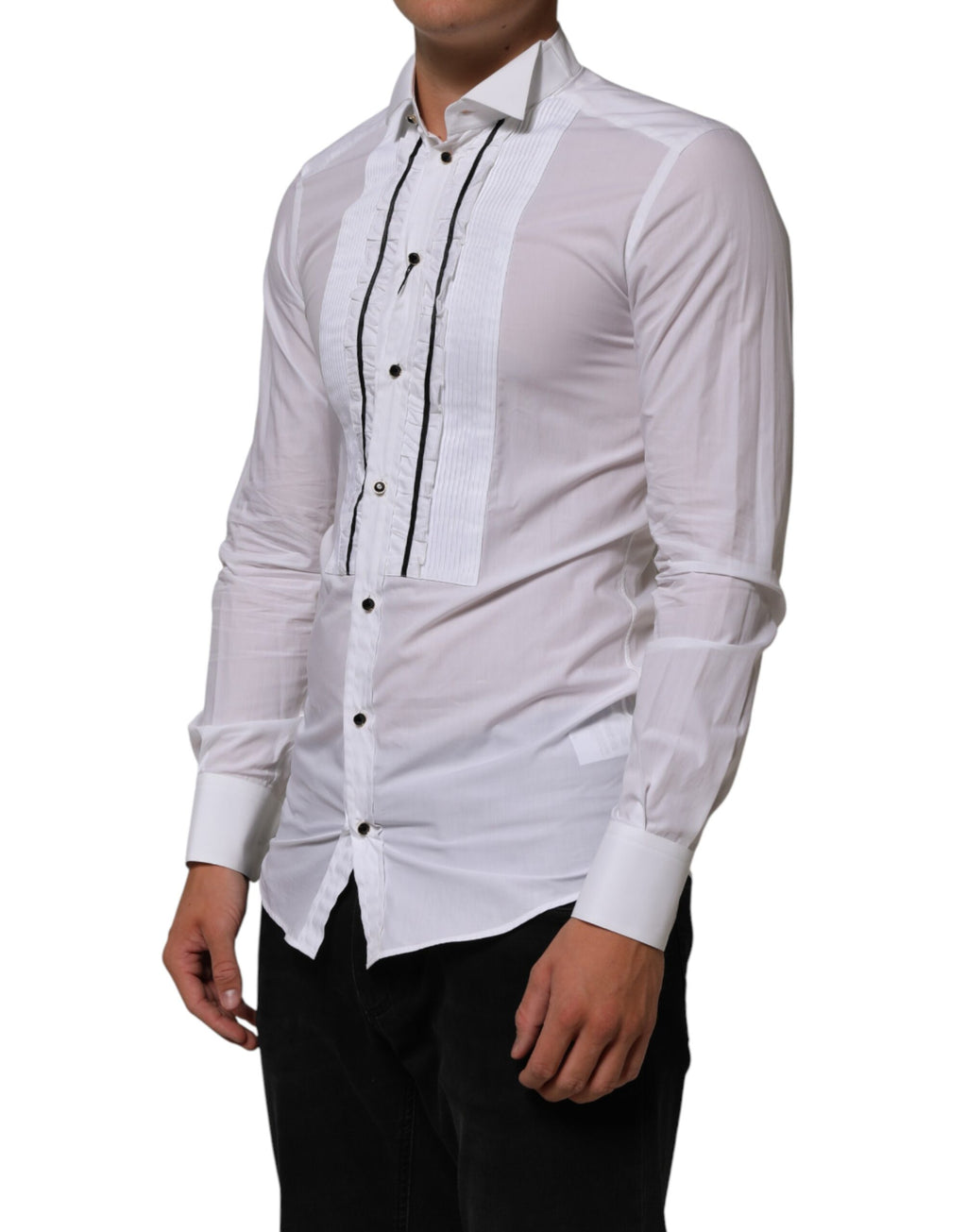 Dolce & Gabbana White Cotton Shirt with Collar and Long Sleeves, GOLD Collection