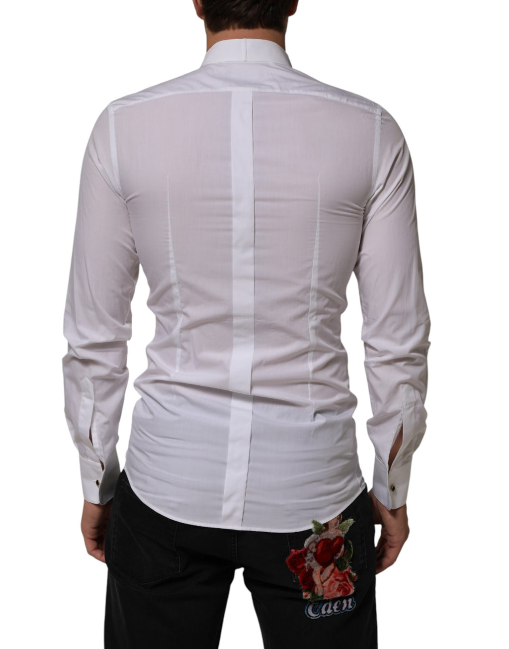 Dolce & Gabbana White Cotton Shirt with Collar and Long Sleeves, GOLD Collection
