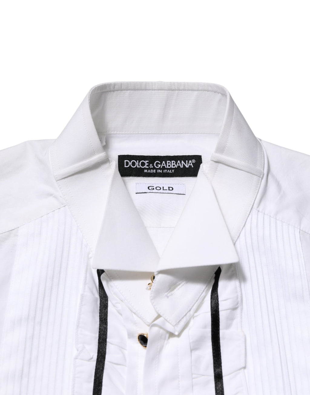 Dolce & Gabbana White Cotton Shirt with Collar and Long Sleeves, GOLD Collection