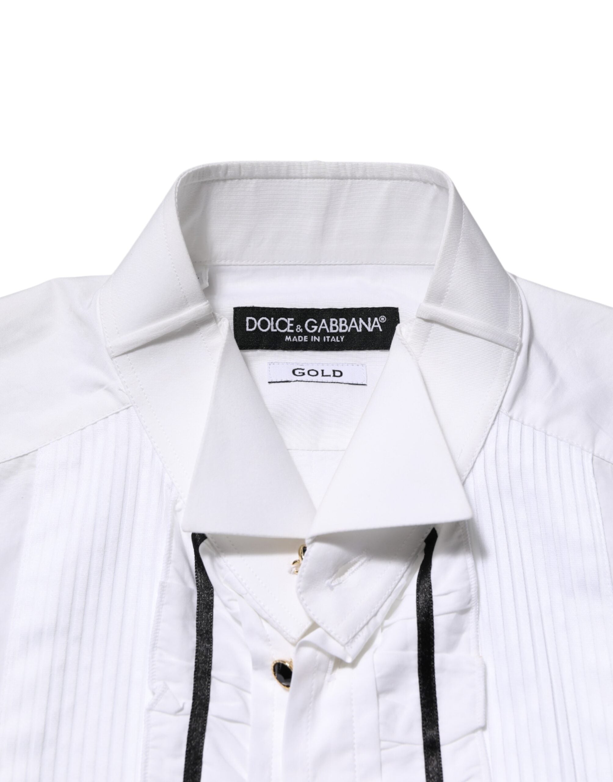 Dolce & Gabbana White Cotton Shirt with Collar and Long Sleeves, GOLD Collection