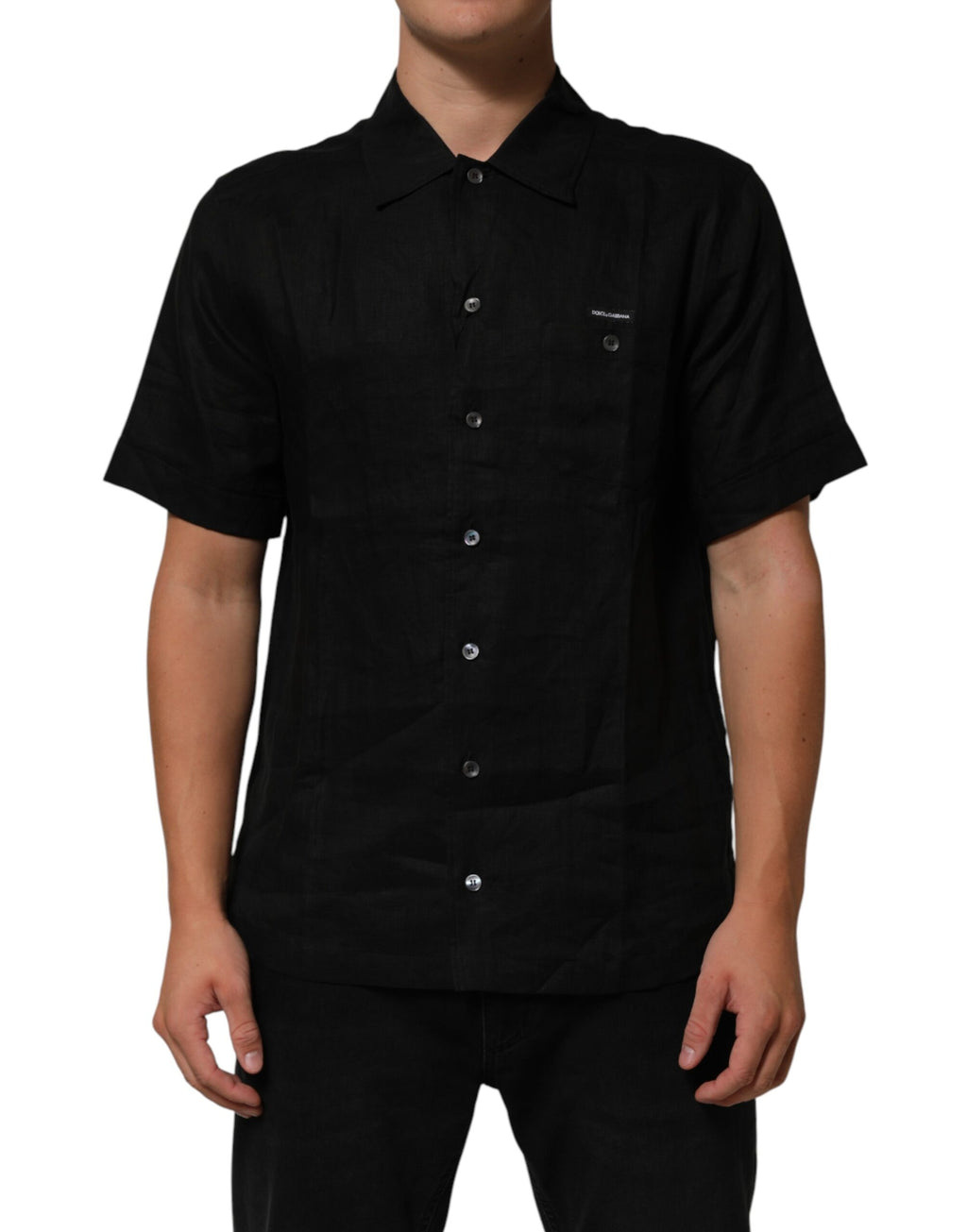 Carhartt Wip Schwarzes Leinen-Poloshirt mit Kragen und kurzen Ärmeln