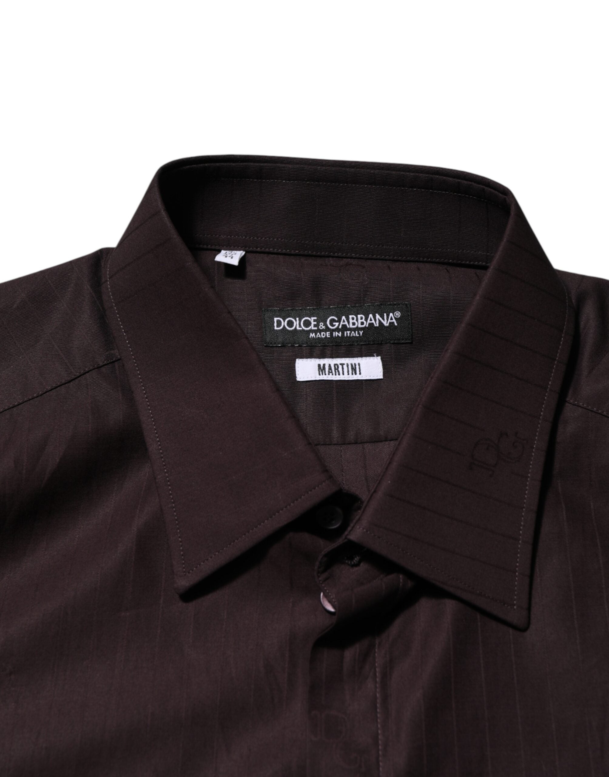 Dolce & Gabbana Brown Cotton Long-Sleeved Shirt MARTINI