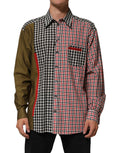 Dolce & Gabbana Checked Cotton Mandarin Collar Shirt in Multicolor