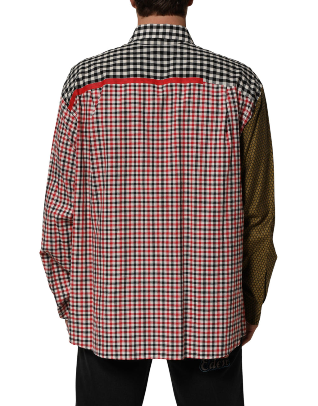 Dolce & Gabbana Checked Cotton Mandarin Collar Shirt in Multicolor