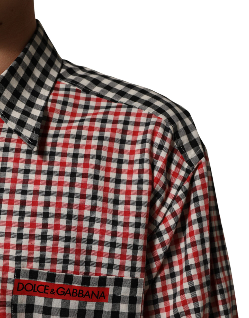 Dolce & Gabbana Checked Cotton Mandarin Collar Shirt in Multicolor