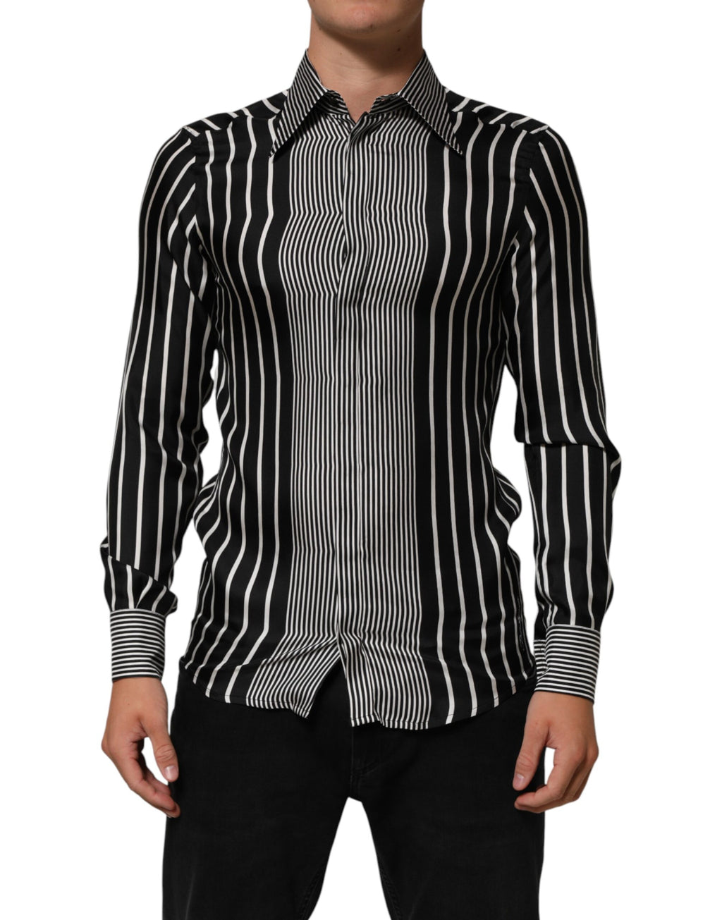 Dolce & Gabbana Men's MARTINI Black and White Striped Shirt