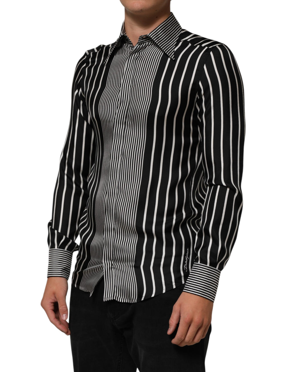 Dolce & Gabbana Men's MARTINI Black and White Striped Shirt