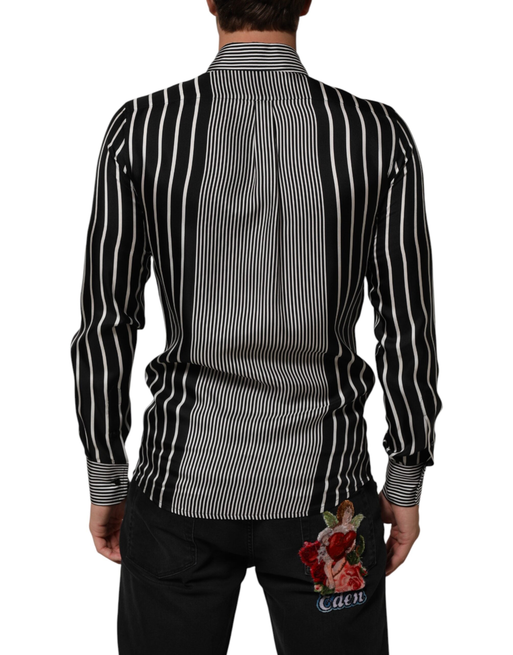Dolce & Gabbana Men's MARTINI Black and White Striped Shirt
