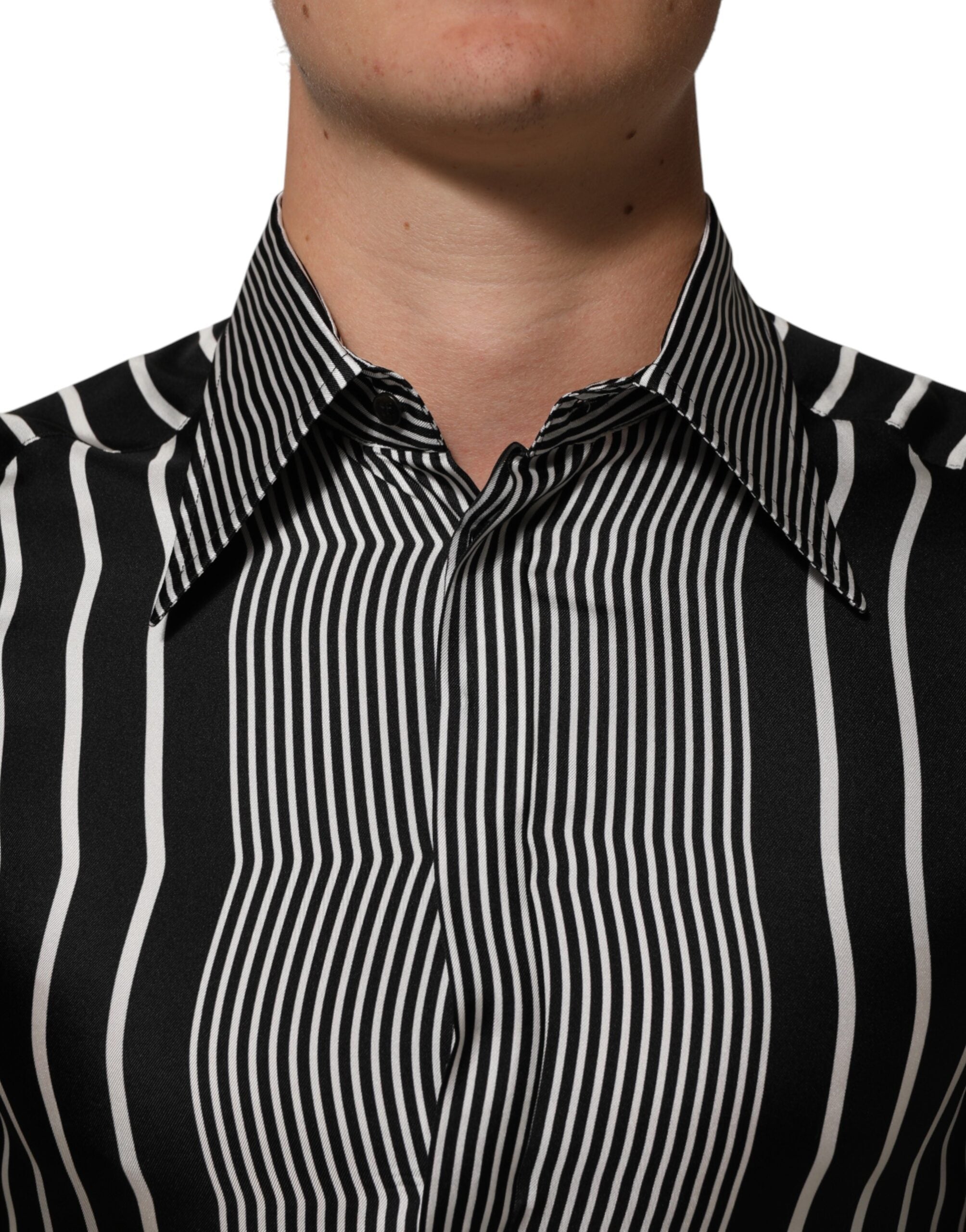 Dolce & Gabbana Men's MARTINI Black and White Striped Shirt