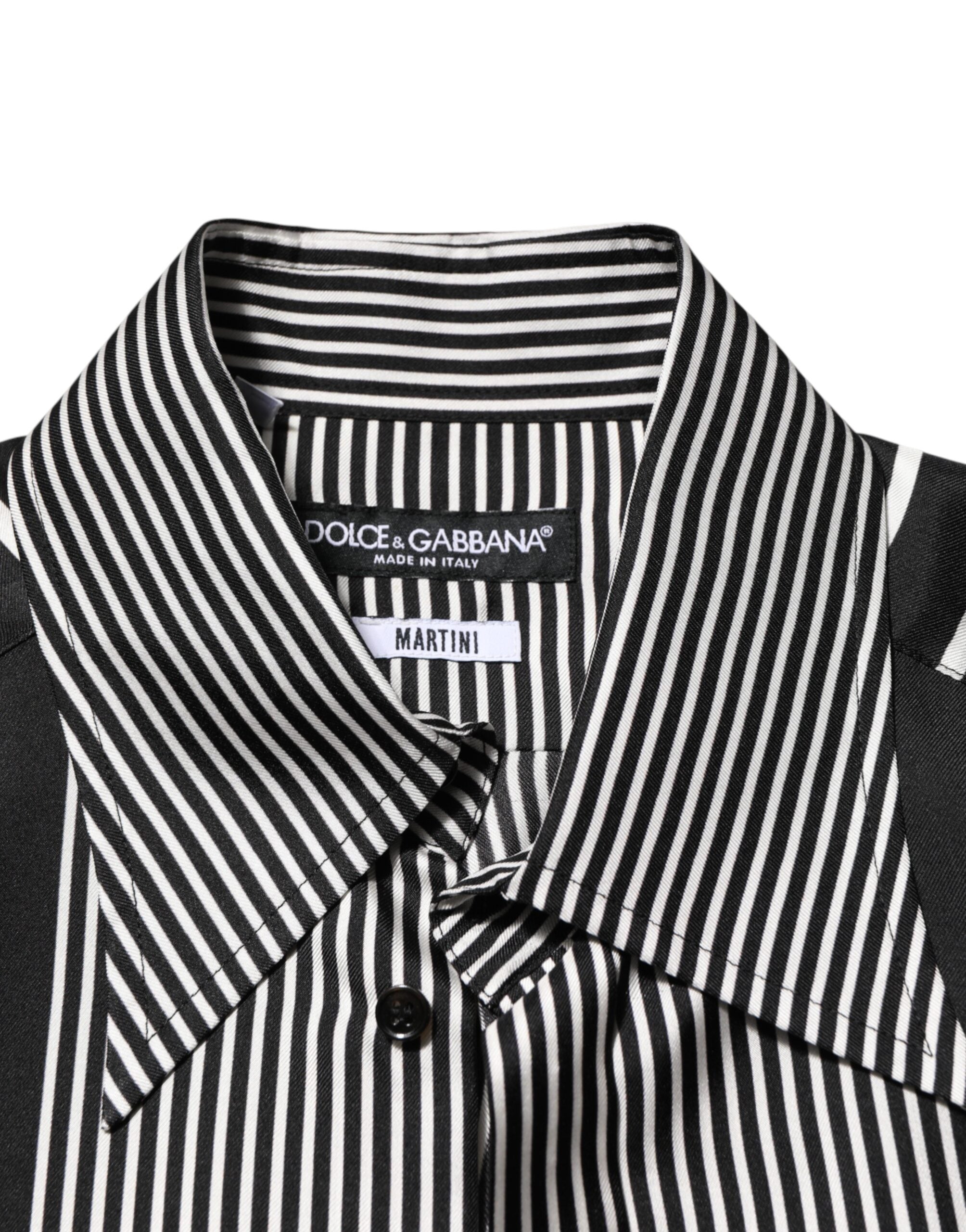 Dolce & Gabbana Men's MARTINI Black and White Striped Shirt