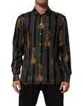 Dolce & Gabbana Black Polka Dot Silk Shirt with Tassels