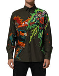 Dolce & Gabbana superhero-print shirt with button placket in brown