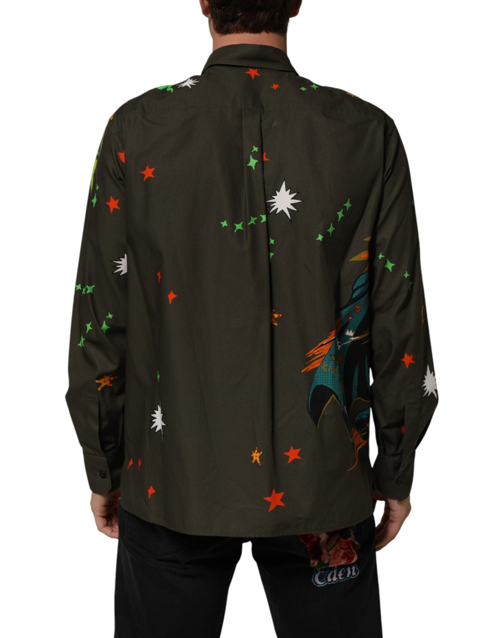 Dolce & Gabbana superhero-print shirt with button placket in brown