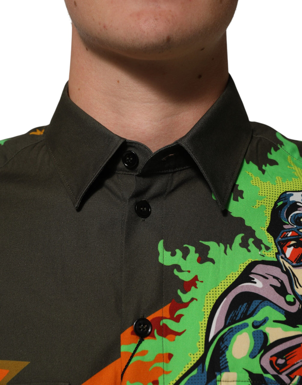 Dolce & Gabbana superhero-print shirt with button placket in brown