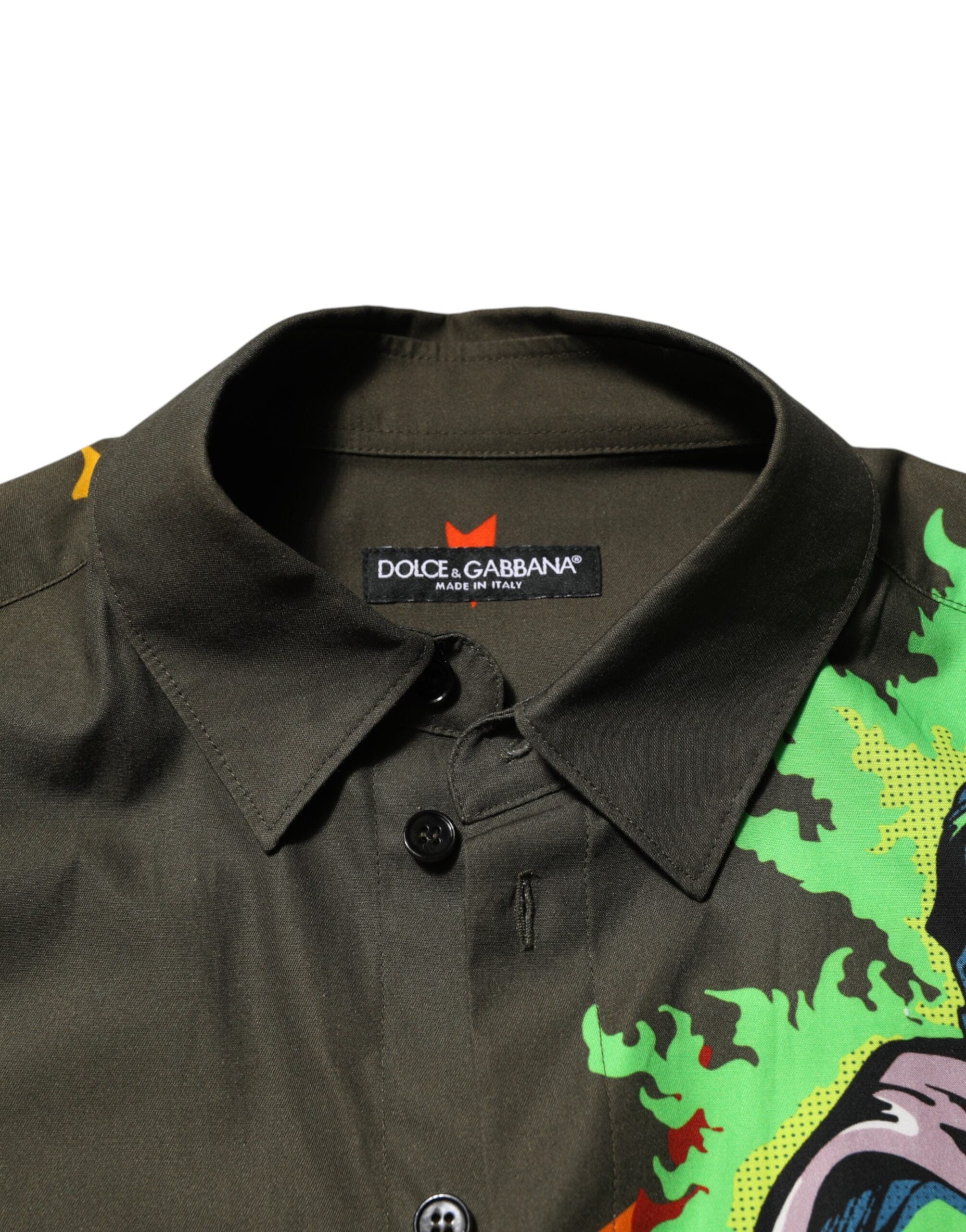 Dolce & Gabbana superhero-print shirt with button placket in brown