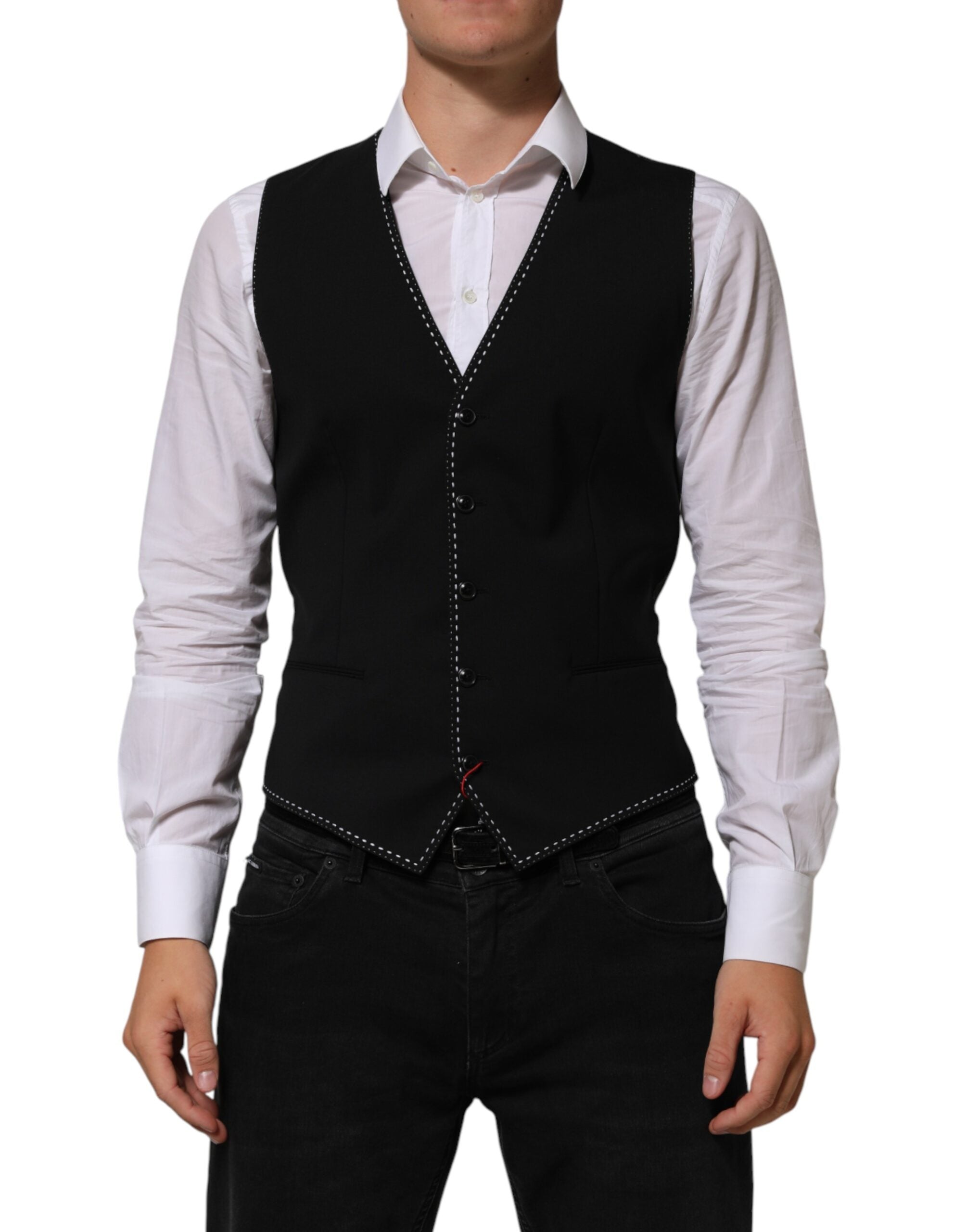 Dolce & Gabbana Schwarze Wollweste für Herren, formell