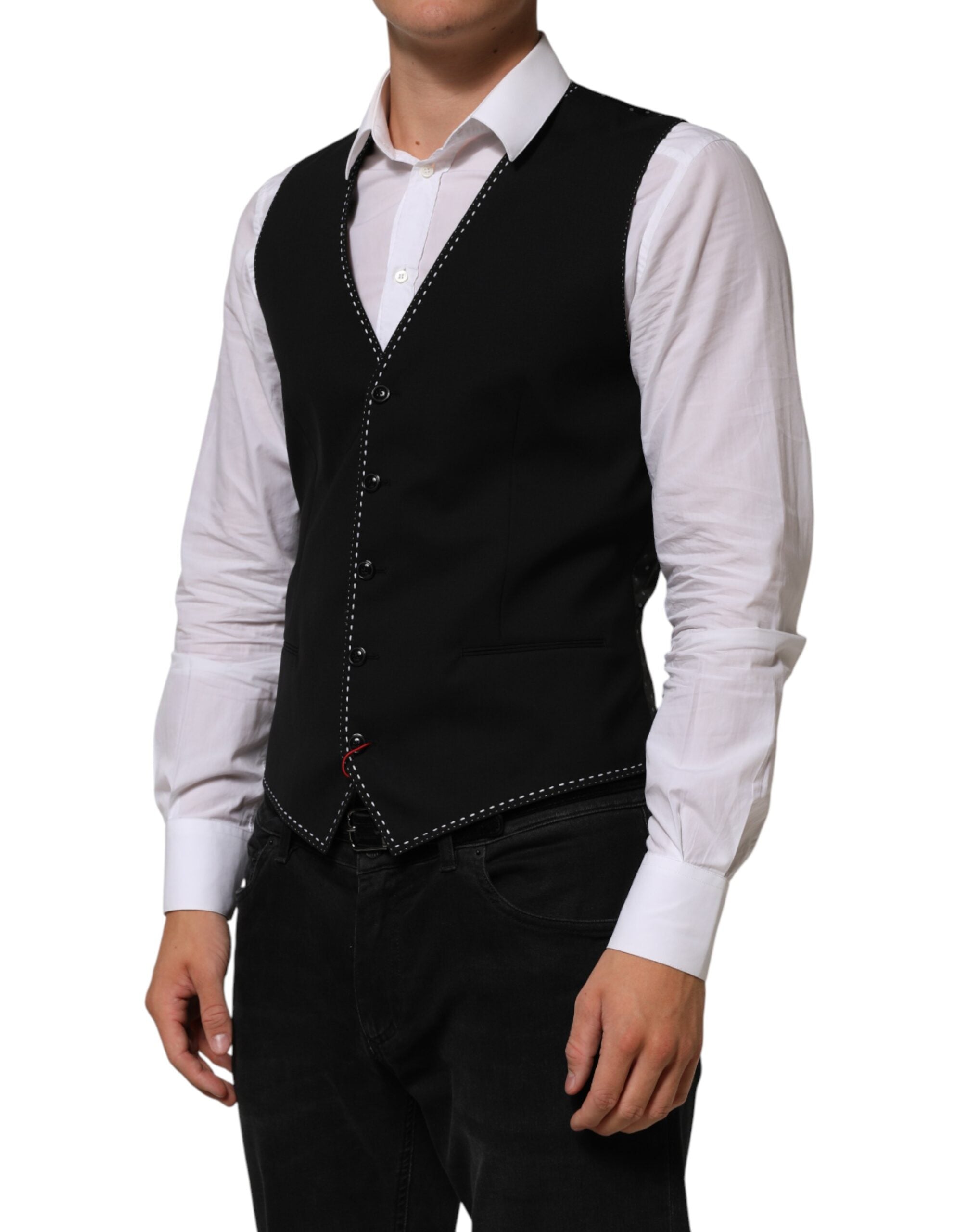 Dolce & Gabbana Schwarze Wollweste für Herren, formell