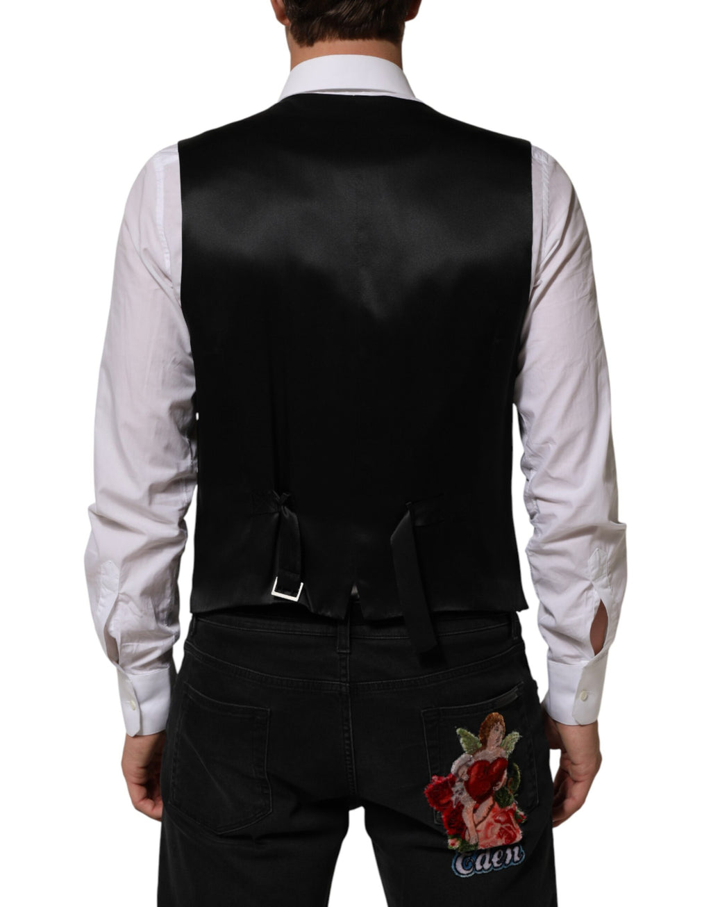 Dolce & Gabbana Schwarze Streifen Wollweste für Herren