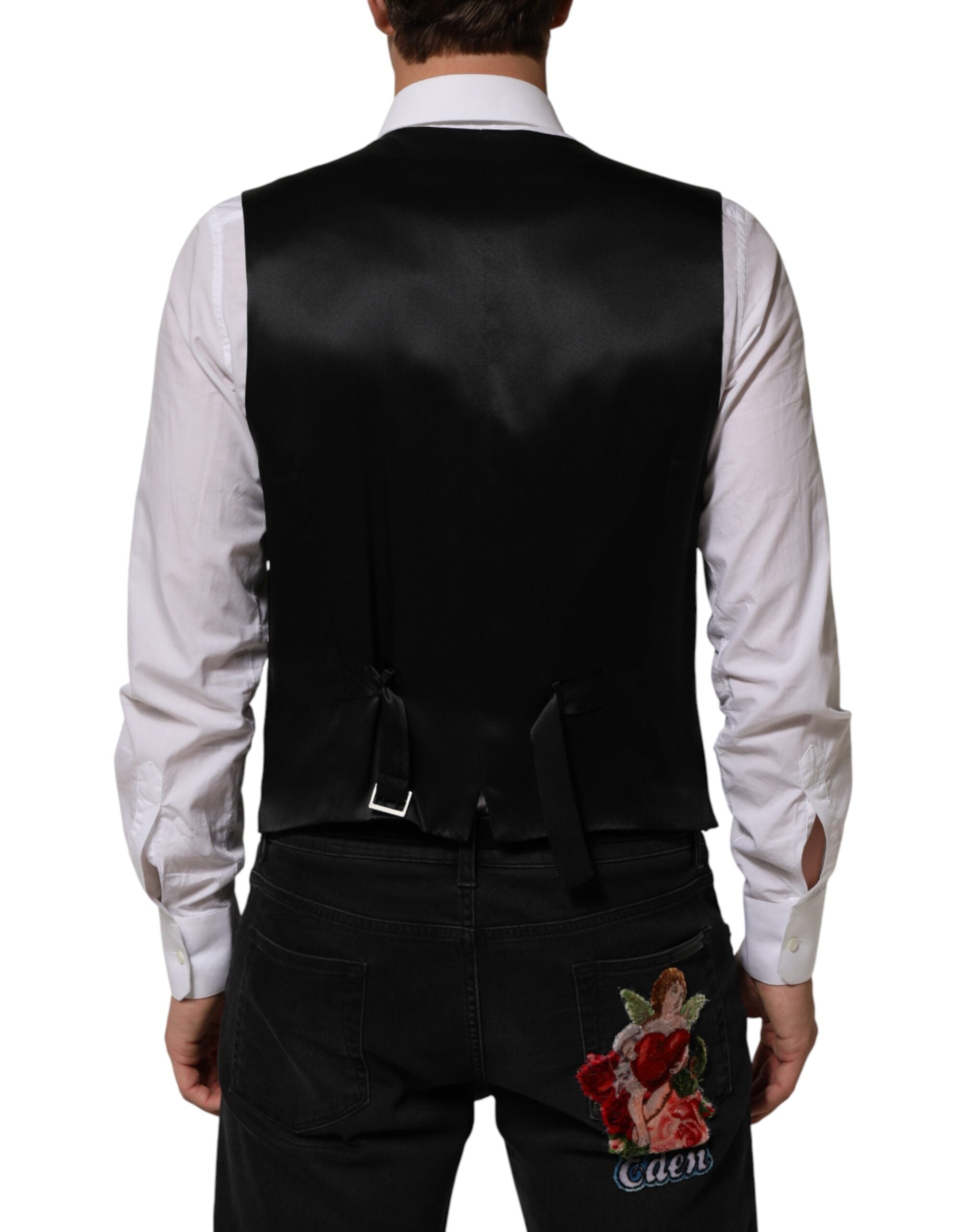 Dolce & Gabbana Schwarze Streifen Wollweste für Herren