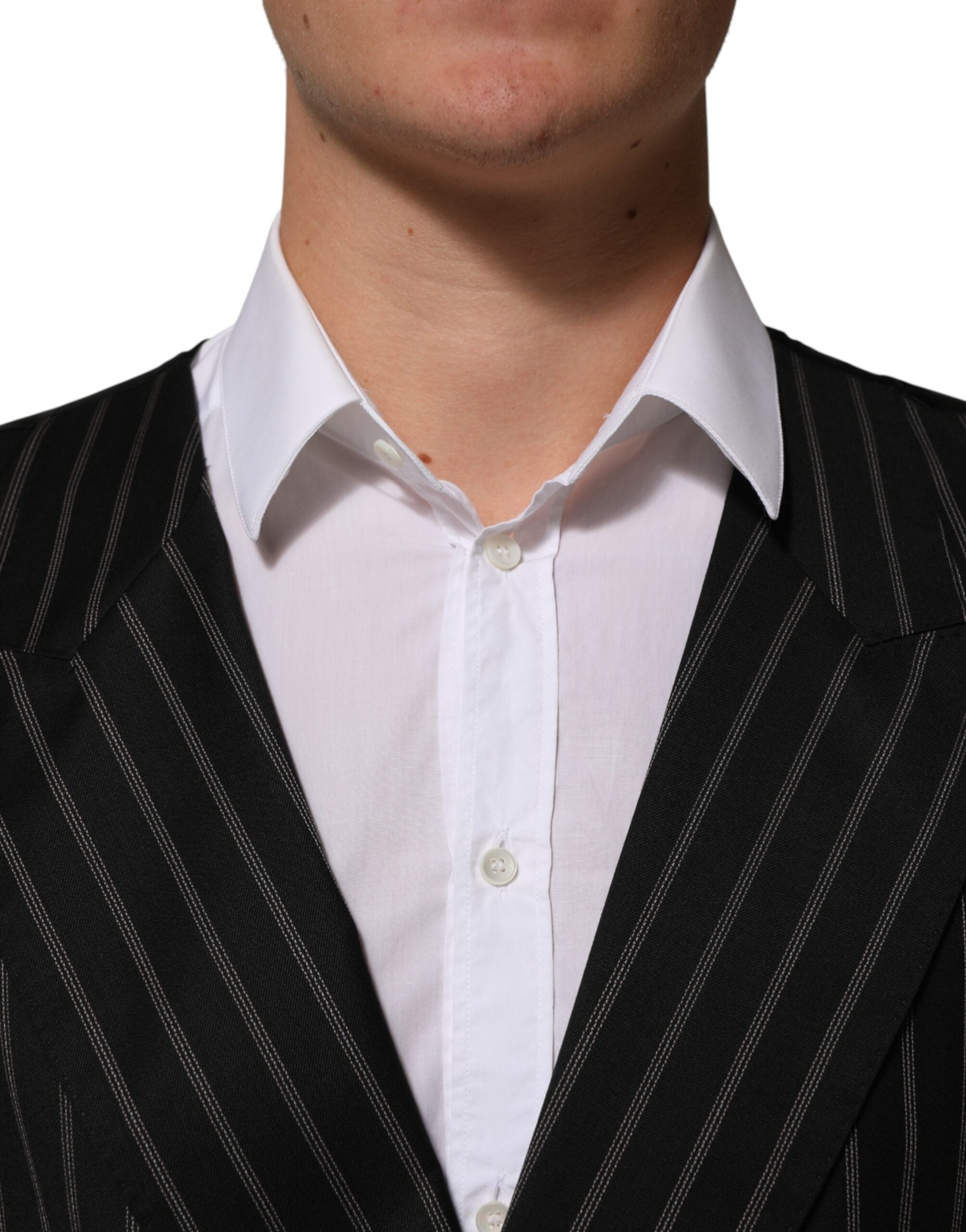 Dolce & Gabbana Schwarze Streifen Wollweste für Herren