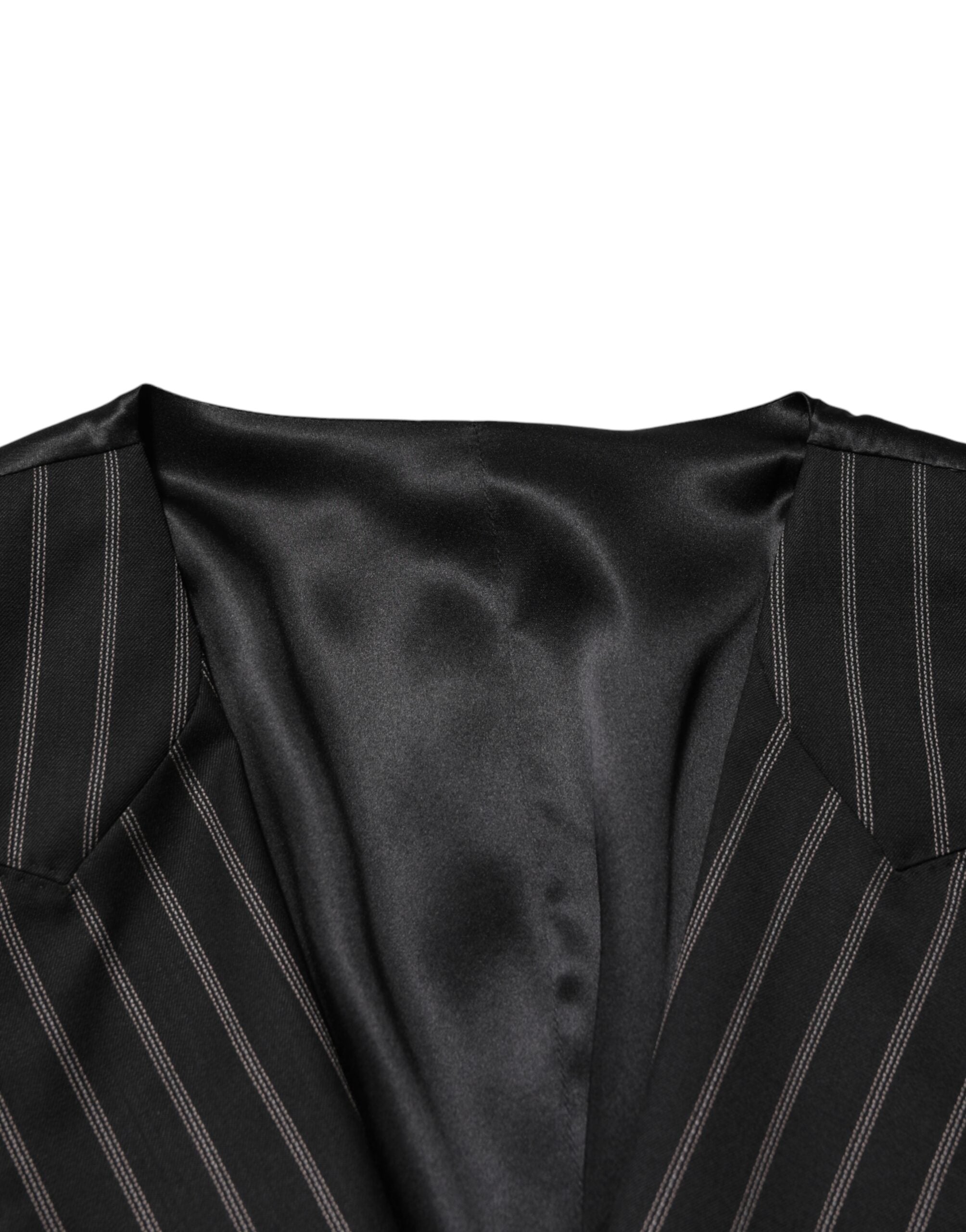 Dolce & Gabbana Schwarze Streifen Wollweste für Herren