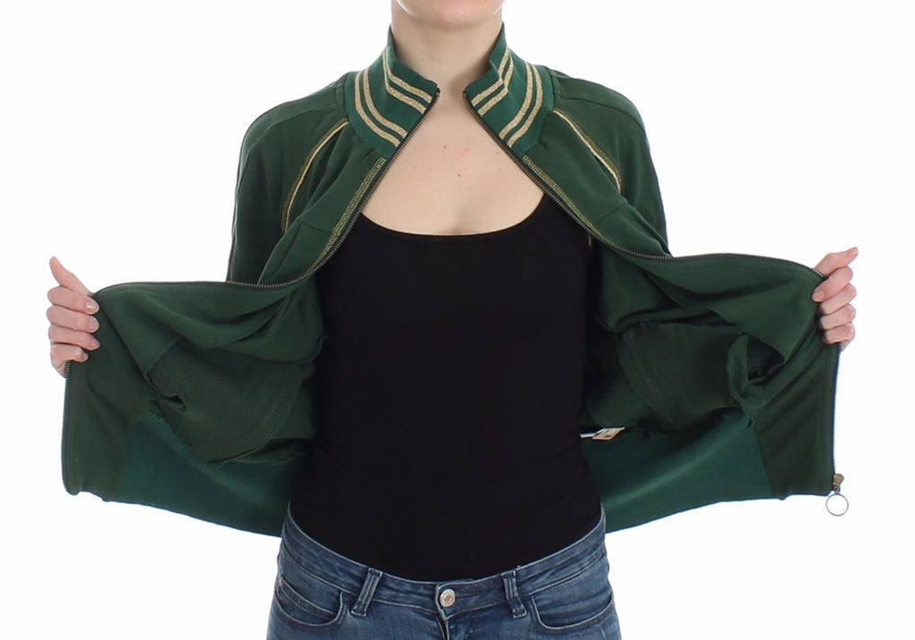 John Galliano Green Mock-Zip Cardigan Sweatshirt