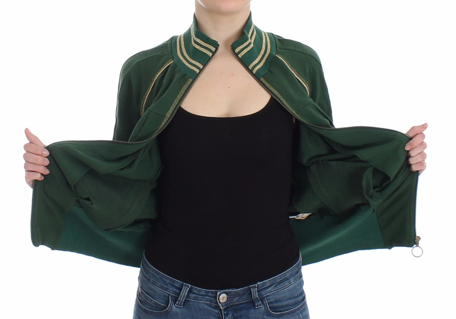 John Galliano Green Mock-Zip Cardigan Sweatshirt