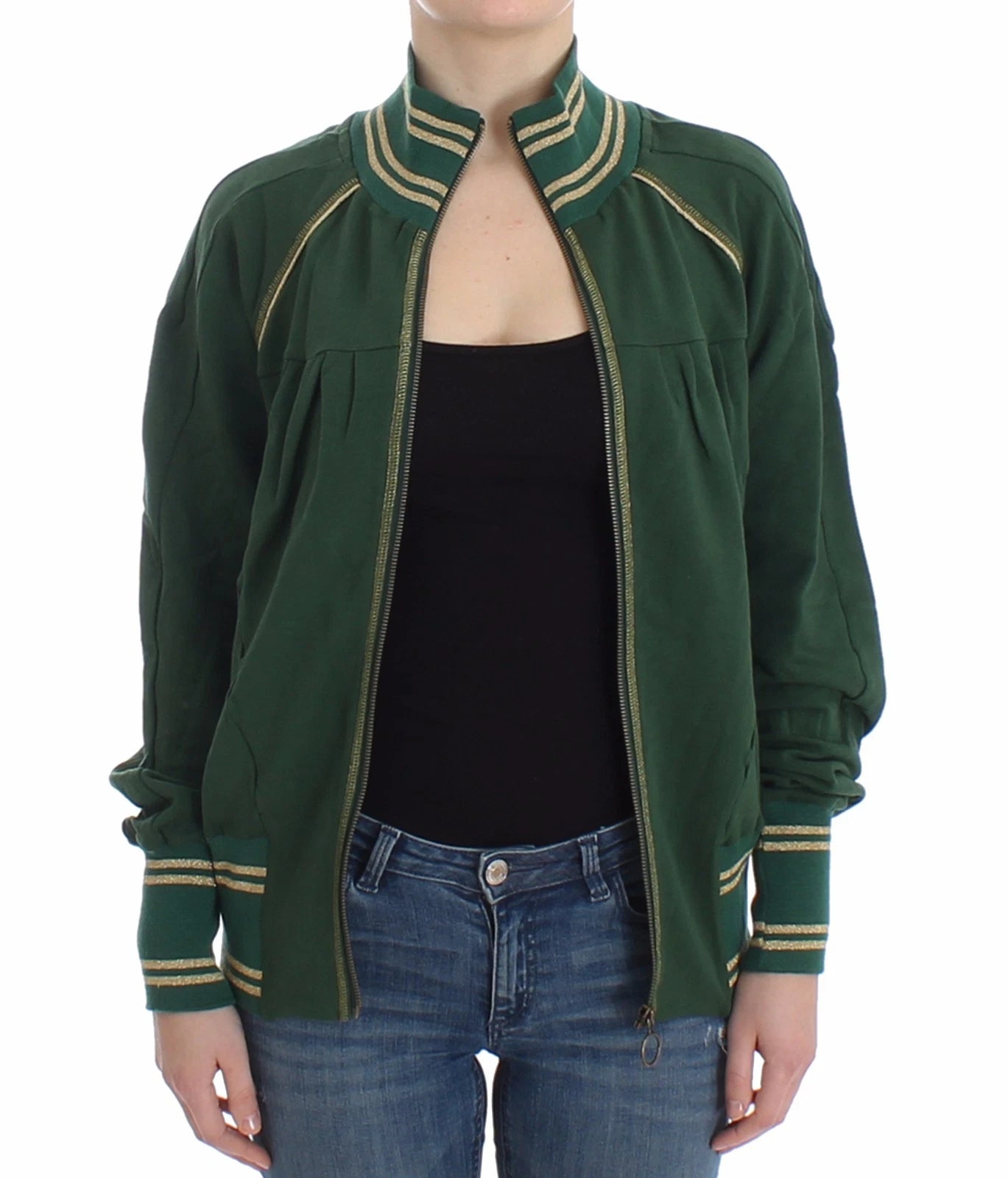 John Galliano Green Mock-Zip Cardigan Sweatshirt