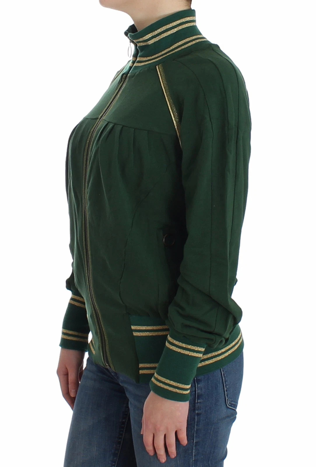 John Galliano Green Mock-Zip Cardigan Sweatshirt