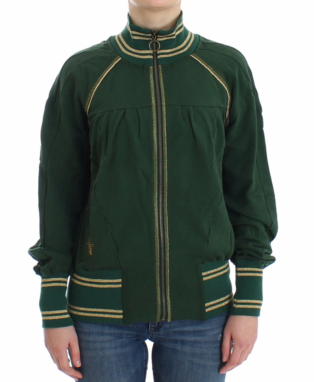 John Galliano Green Mock-Zip Cardigan Sweatshirt