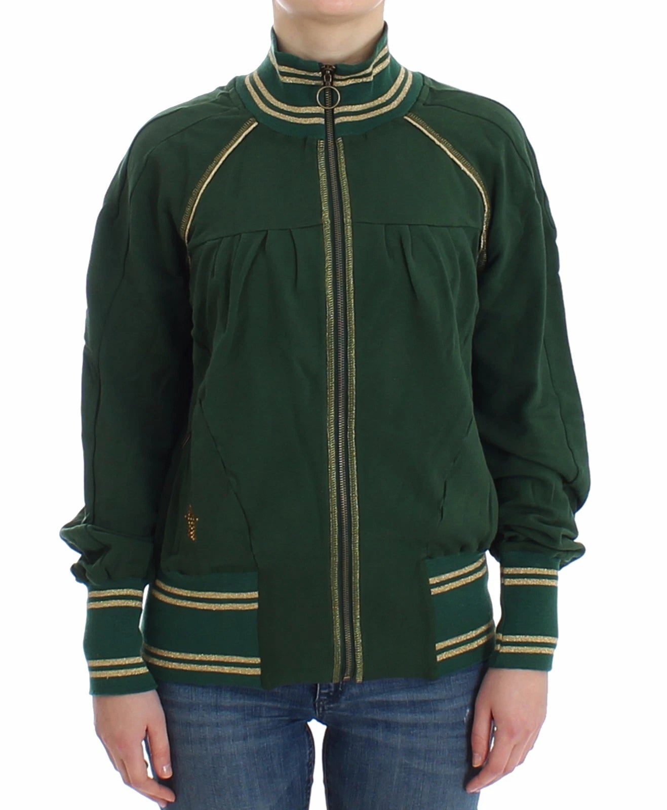 John Galliano Green Mock-Zip Cardigan Sweatshirt