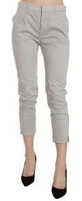 Jucca Cotton Grey High-Waist Skinny Cropped Trousers