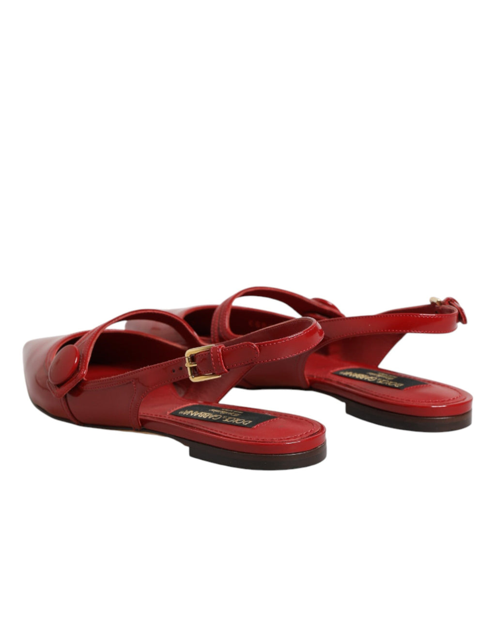 Dolce & Gabbana Rote Leder-Slingback-Ballerinas