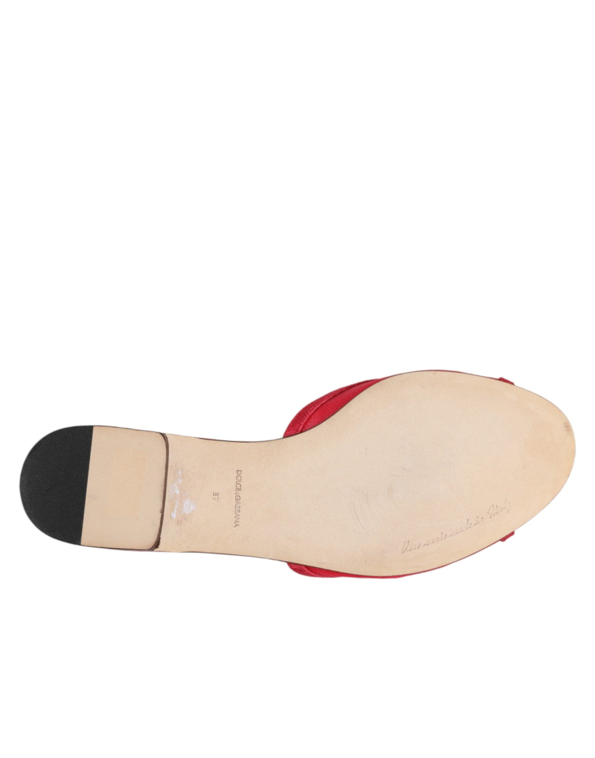 Dolce & Gabbana Red Embellished Slip-On Ballerina Flats