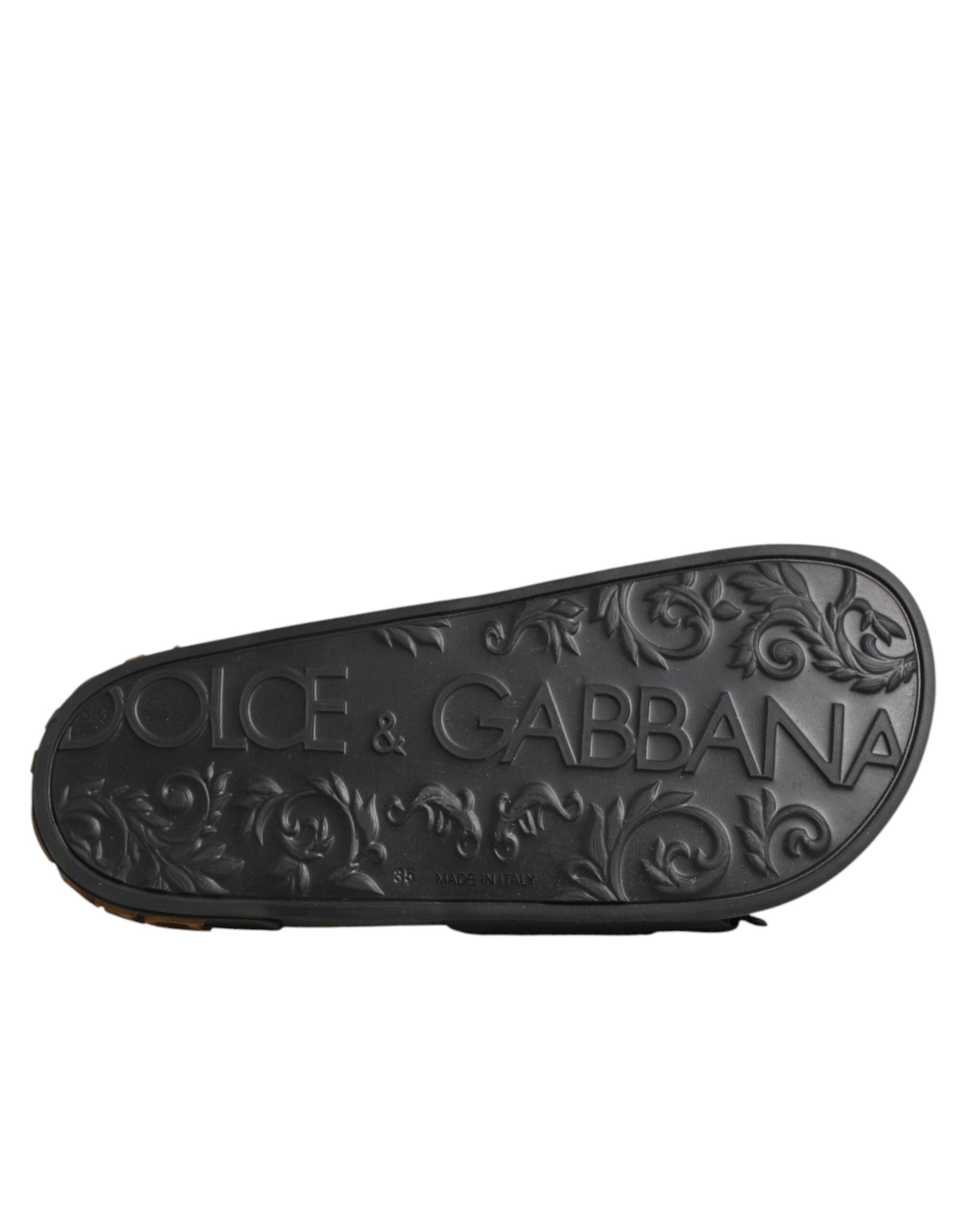 Dolce & Gabbana Schwarze Devotion Matelassé Leder-Pantoletten