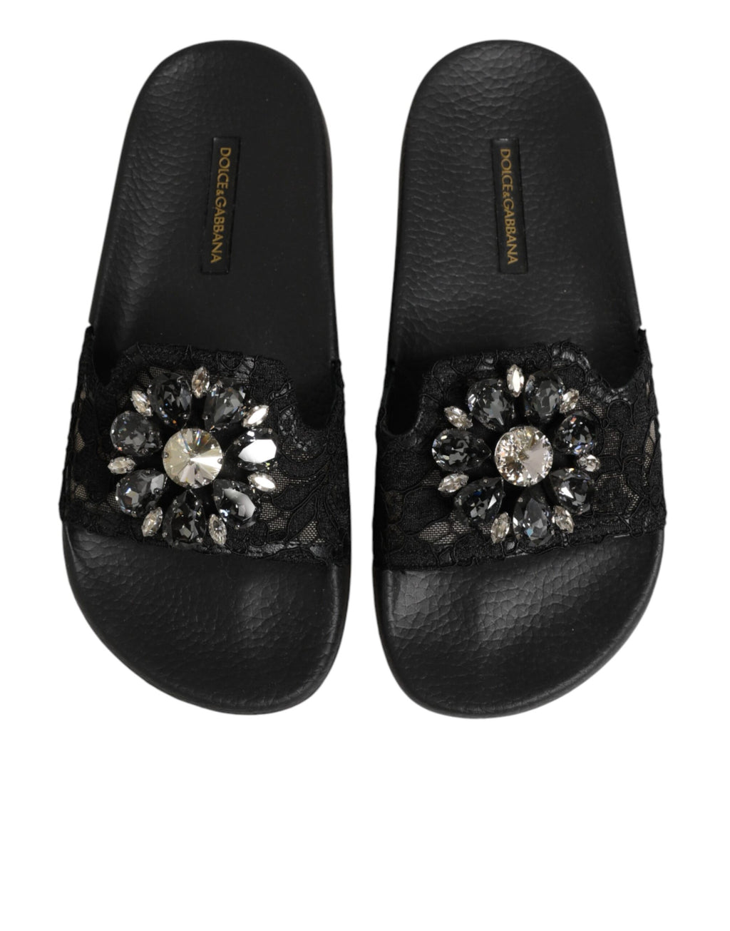 Dolce & Gabbana Schwarze Devotion Matelassé Leder-Slides