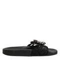 Dolce & Gabbana Schwarze Devotion Matelassé Leder-Slides