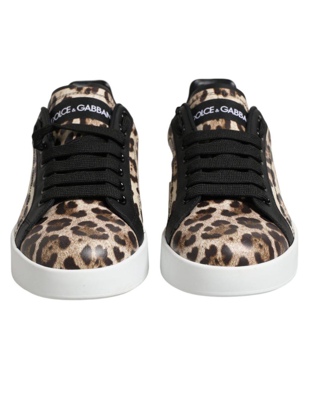 Dolce & Gabbana Braune Leder-Sneakers mit Leopardenmuster