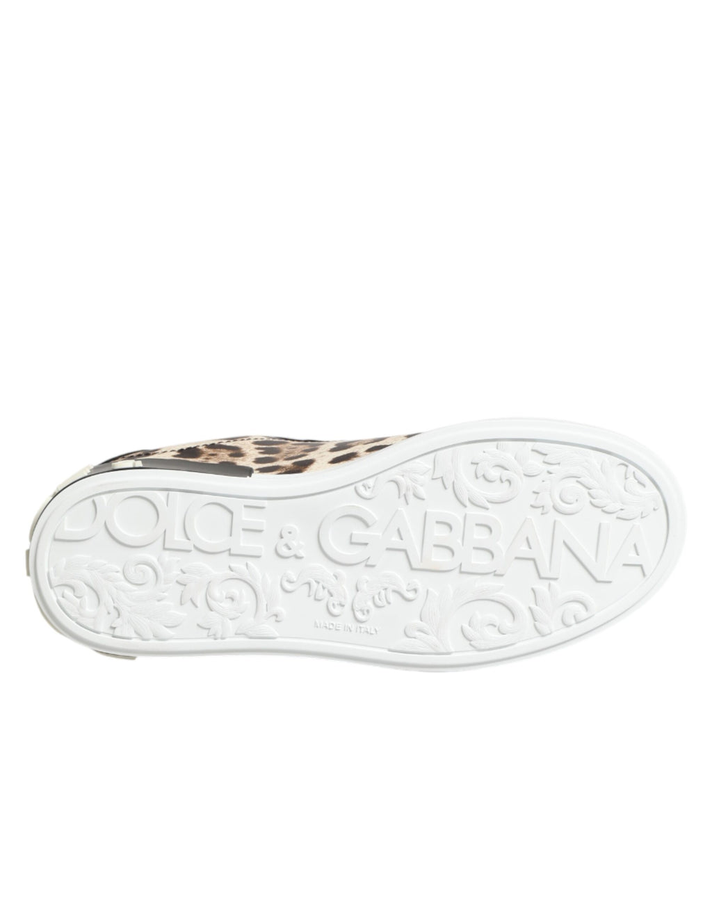 Dolce & Gabbana Braune Leder-Sneakers mit Leopardenmuster