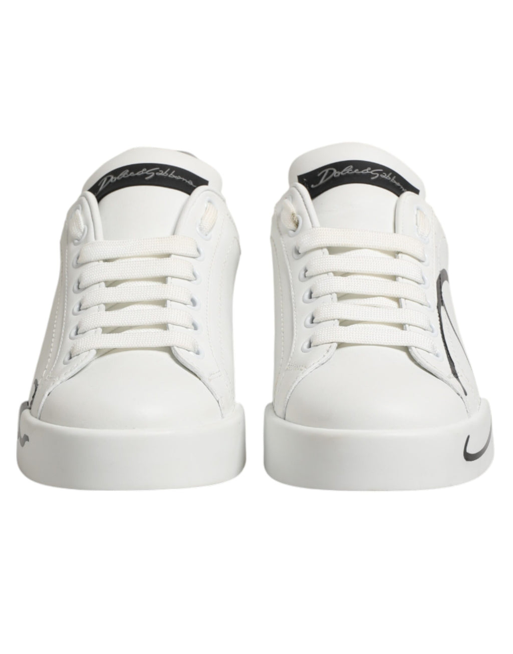 Dolce & Gabbana White and Grey Leather Low-Top Sneakers
